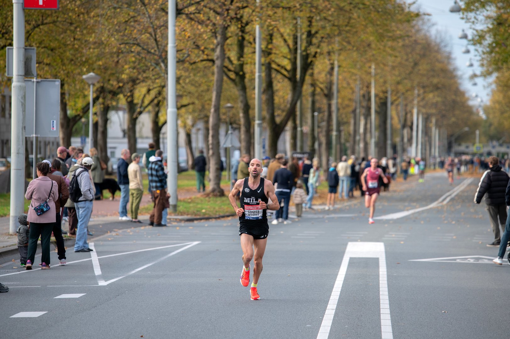 Berlin marathon runner cityscape