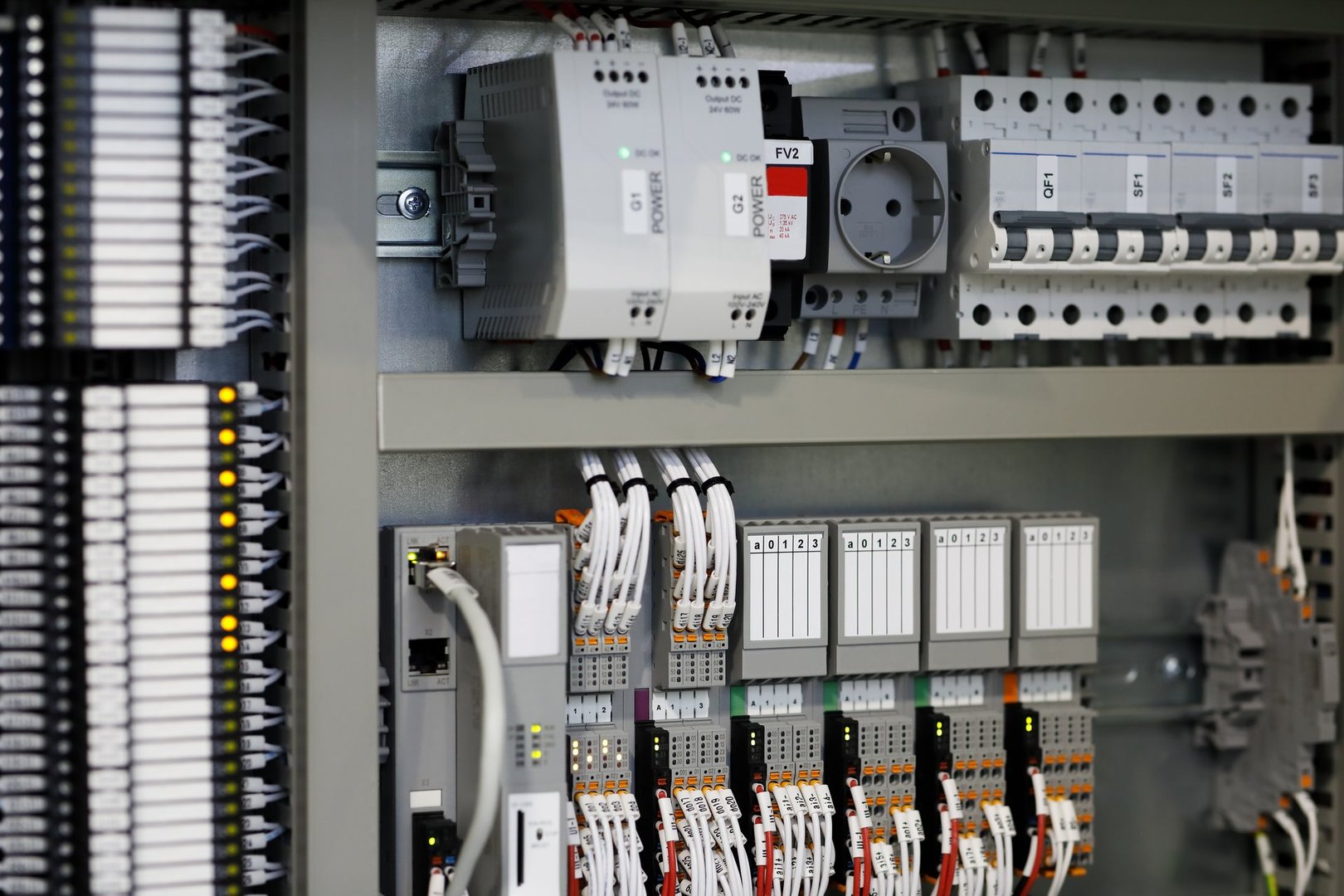 Programmable logic controllers PLC based control system. Selective focus.
