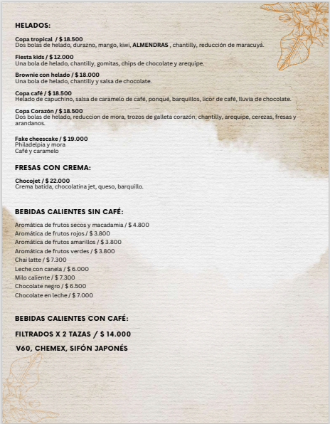 Menú Especial - Aroma Café