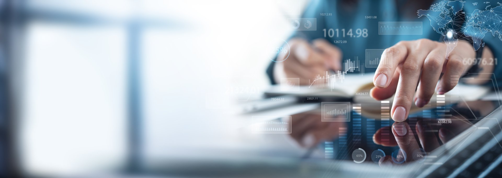 Business data analysis concept. Businessman analyzing financial graph, digital marketing report, market data research, technology for business strategy, plan and solution, finance and investment