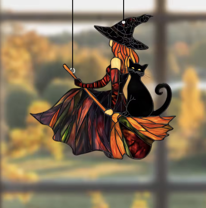 Witch & Black Cat Window Decoration