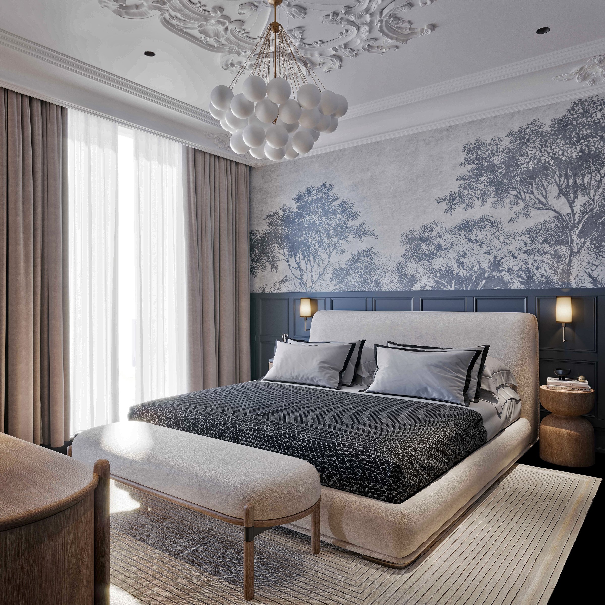 Modern luxury hotel room interior