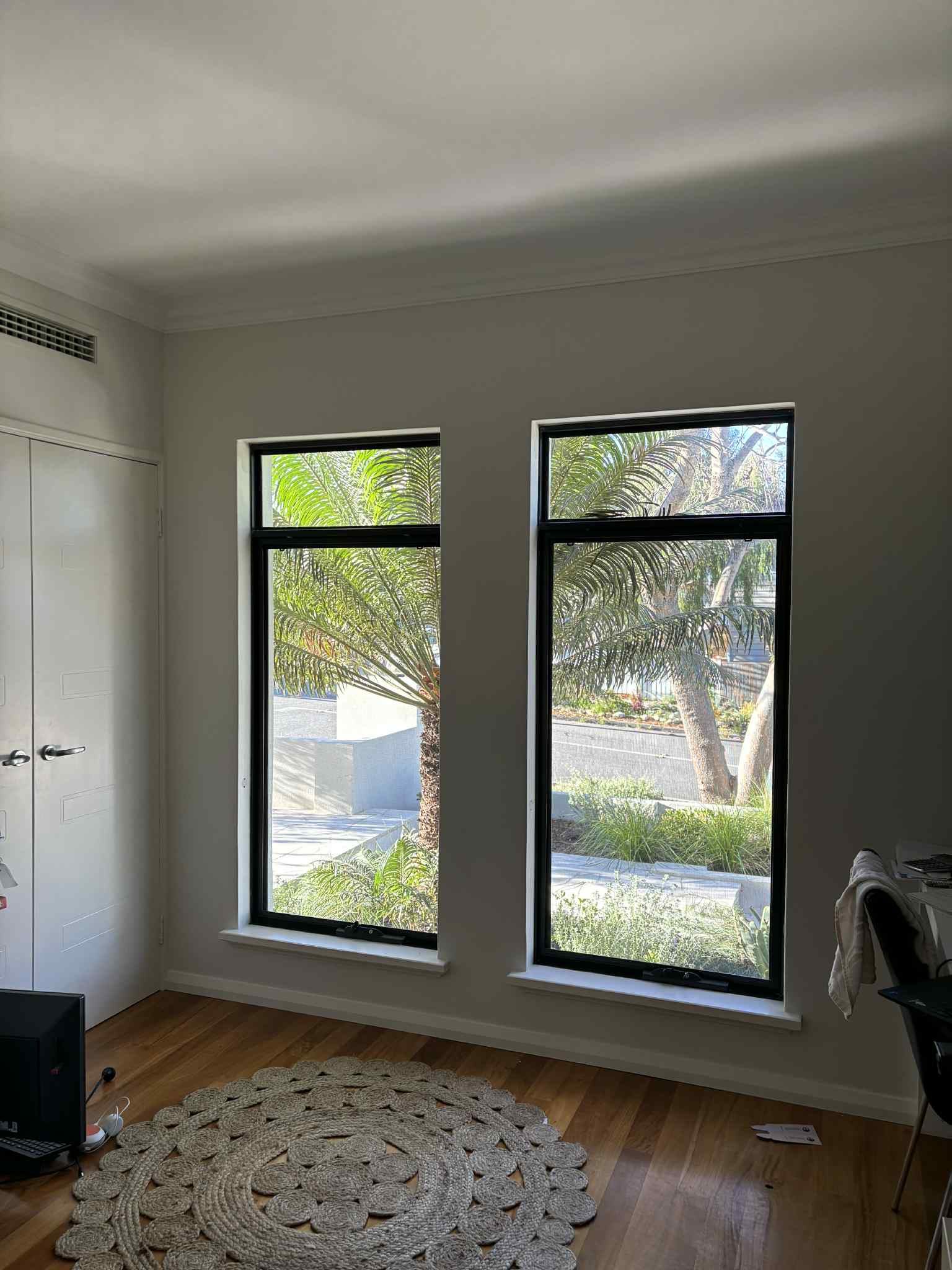 Plantation shutters before after Perth children's bedroom window upgrade