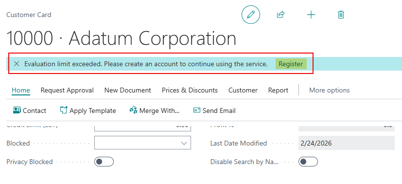 AFD Postcode Integration registration prompt