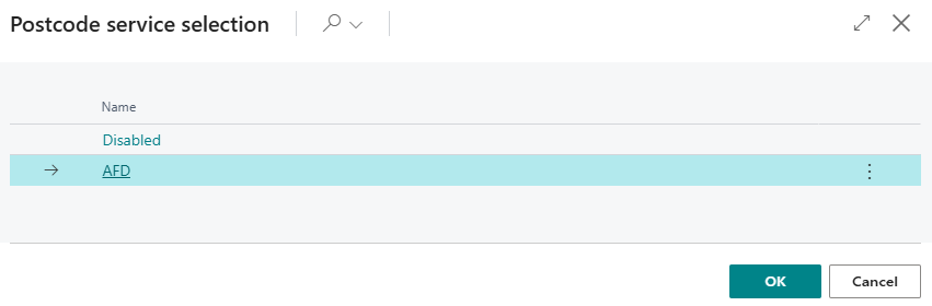 AFD postcode provider selection