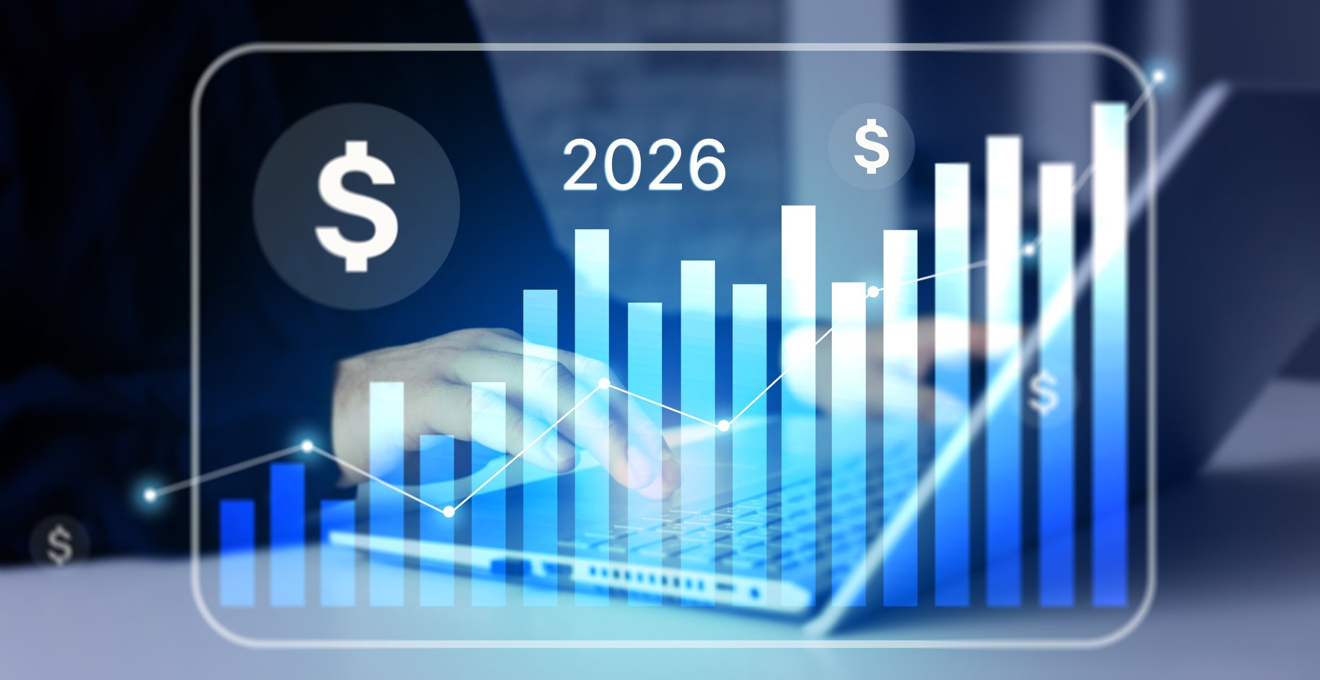 Businessman evaluating financial success and economic growth strategy