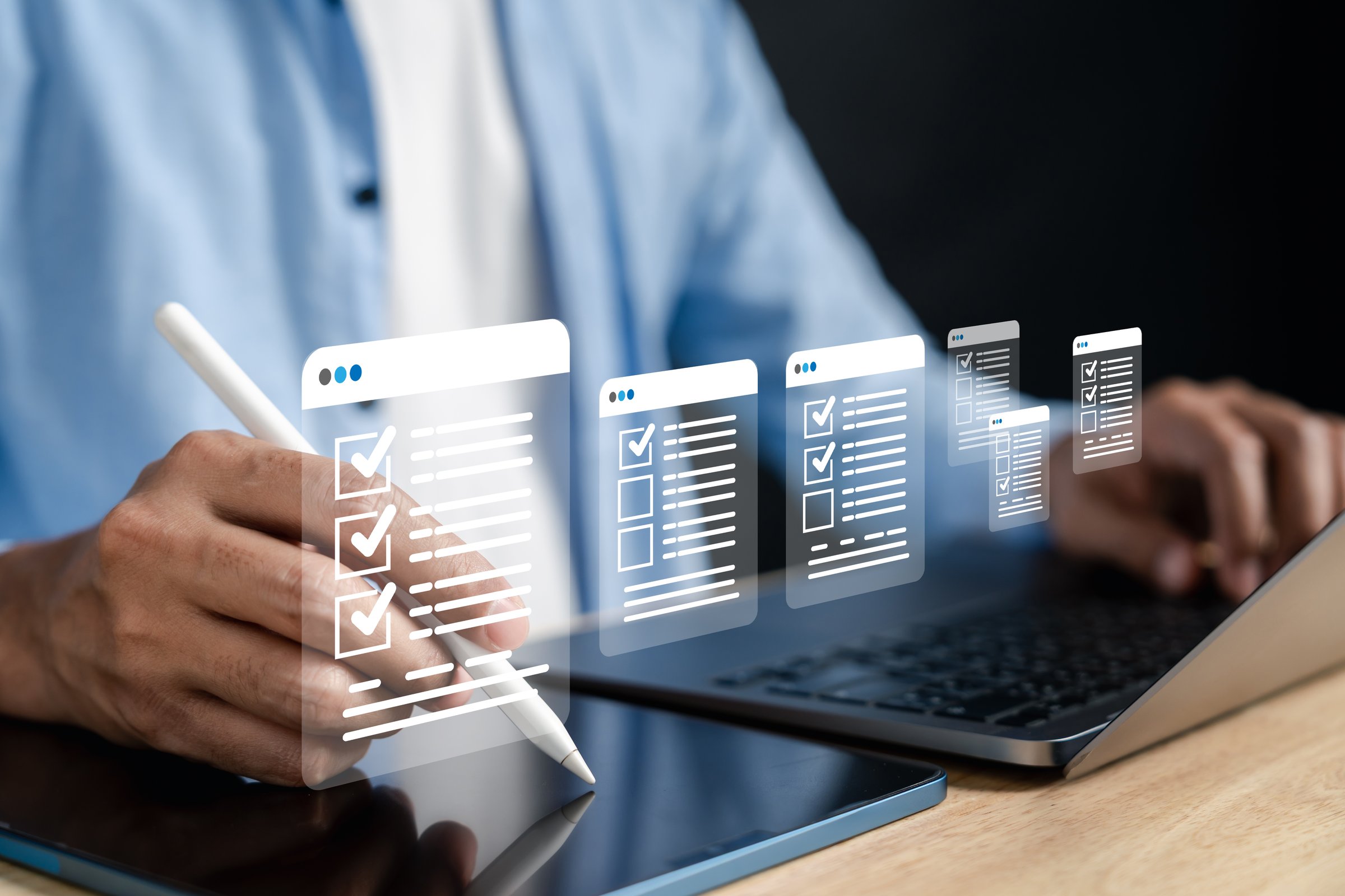 Digital checklist automation system enhancing smart workflow, Perfect for document approval, task tracking, team collaboration, and boosting online productivity.