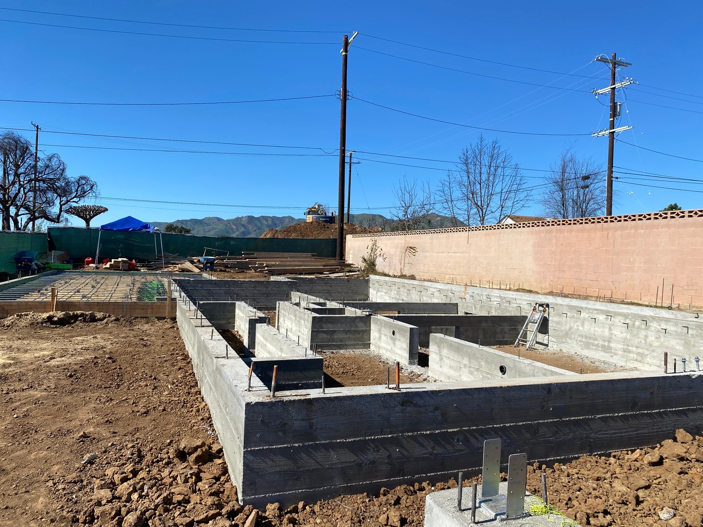 Hillside foundation construction site in Calabasas