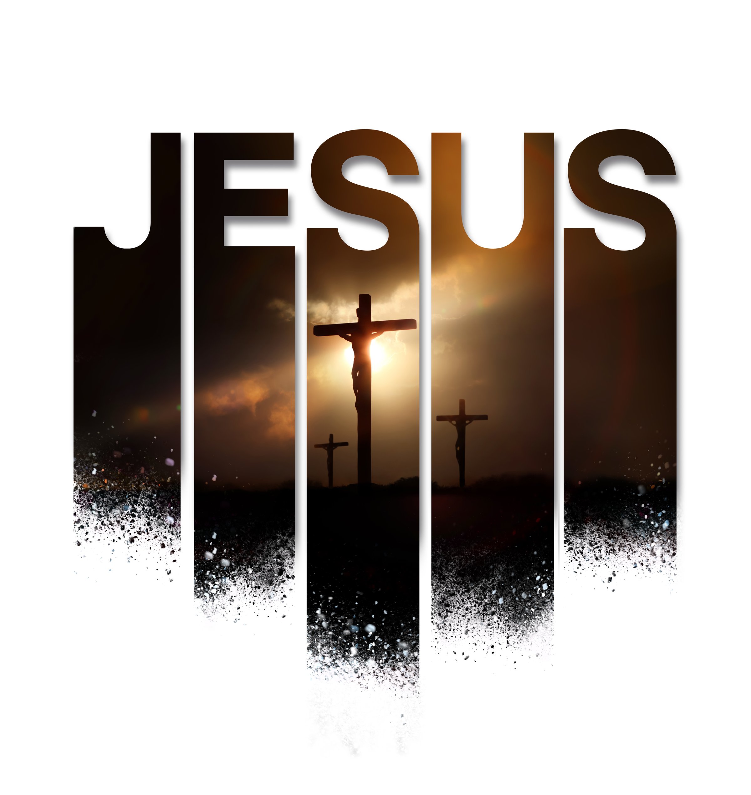 Jesus Christ Passion on Golgotha ​​Hill Holy Week Background, Cross, Symbol of Jesus' Death and Resurrection