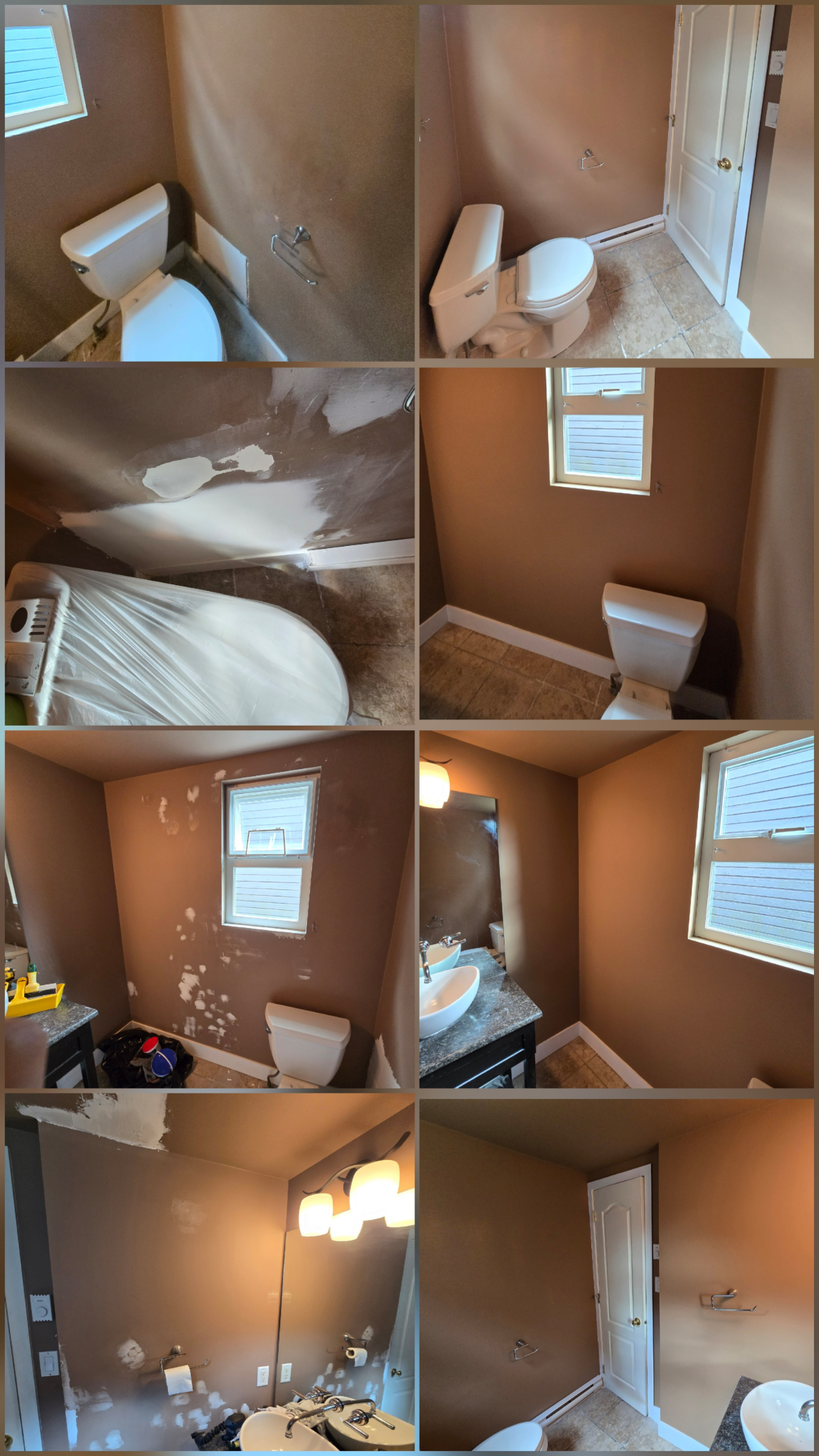 Bathroom interior painting project - drywall repair, taping, mudding, sanding and painting by Color Rush