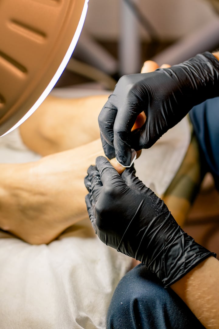 View of the process of a pedicure performed by a master.