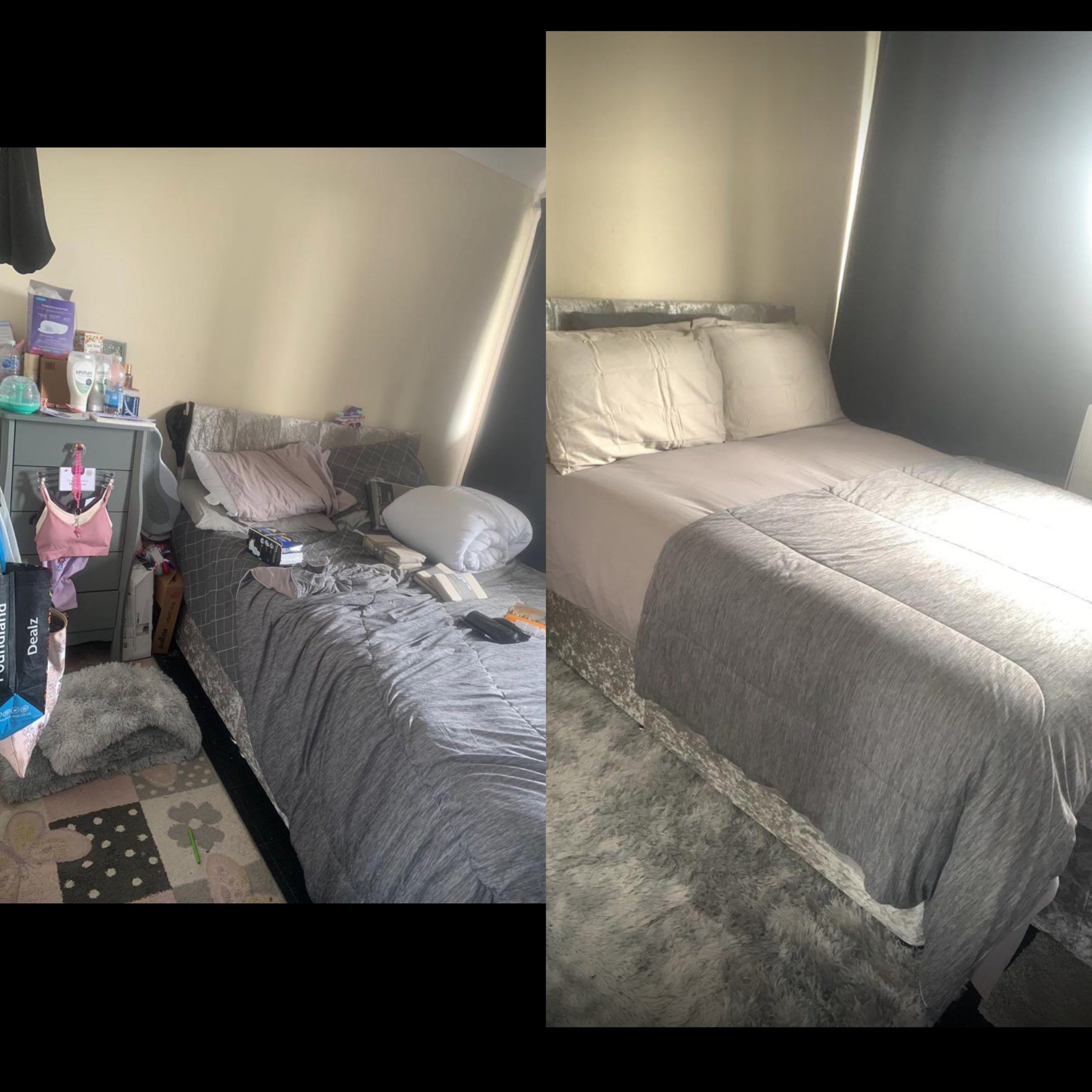 Recent cleaning project showing before and after transformation