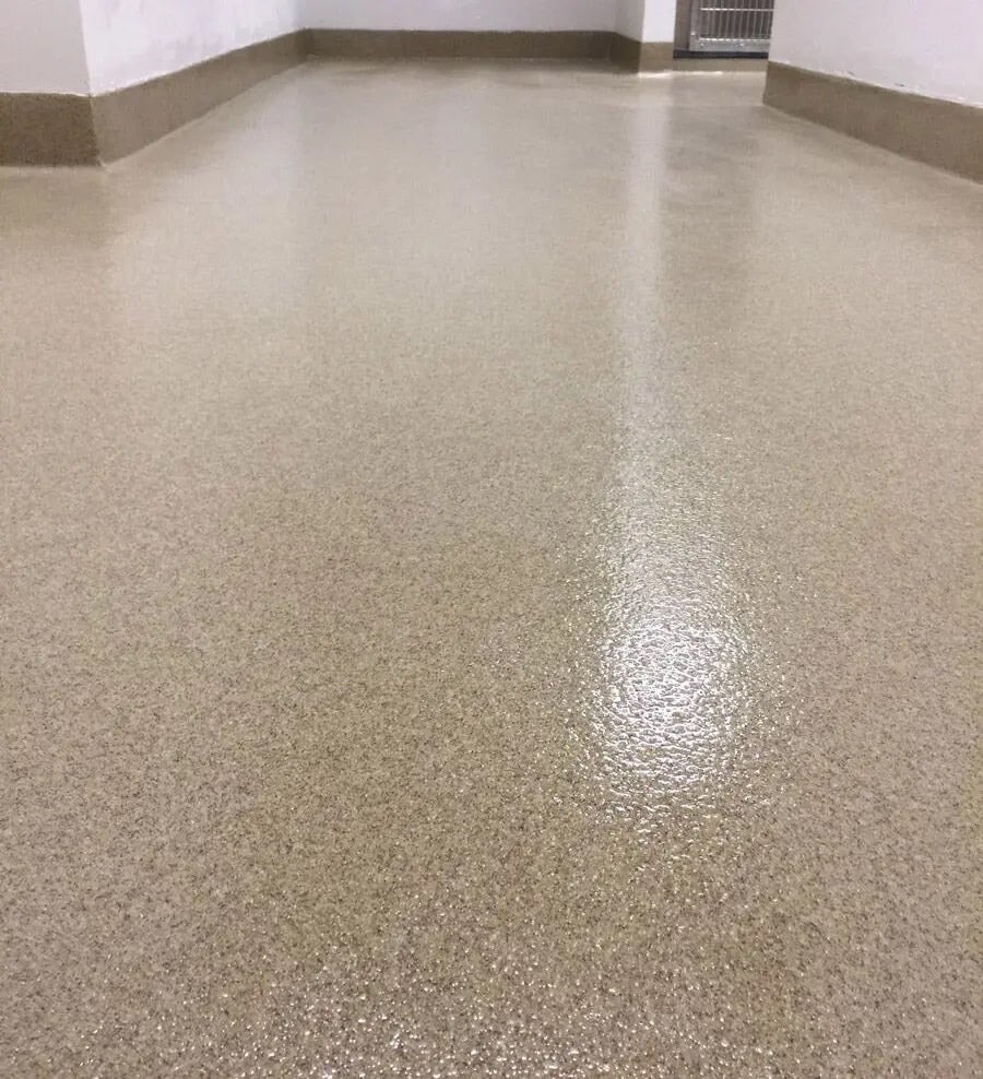 Epoxy quartz broadcast flooring