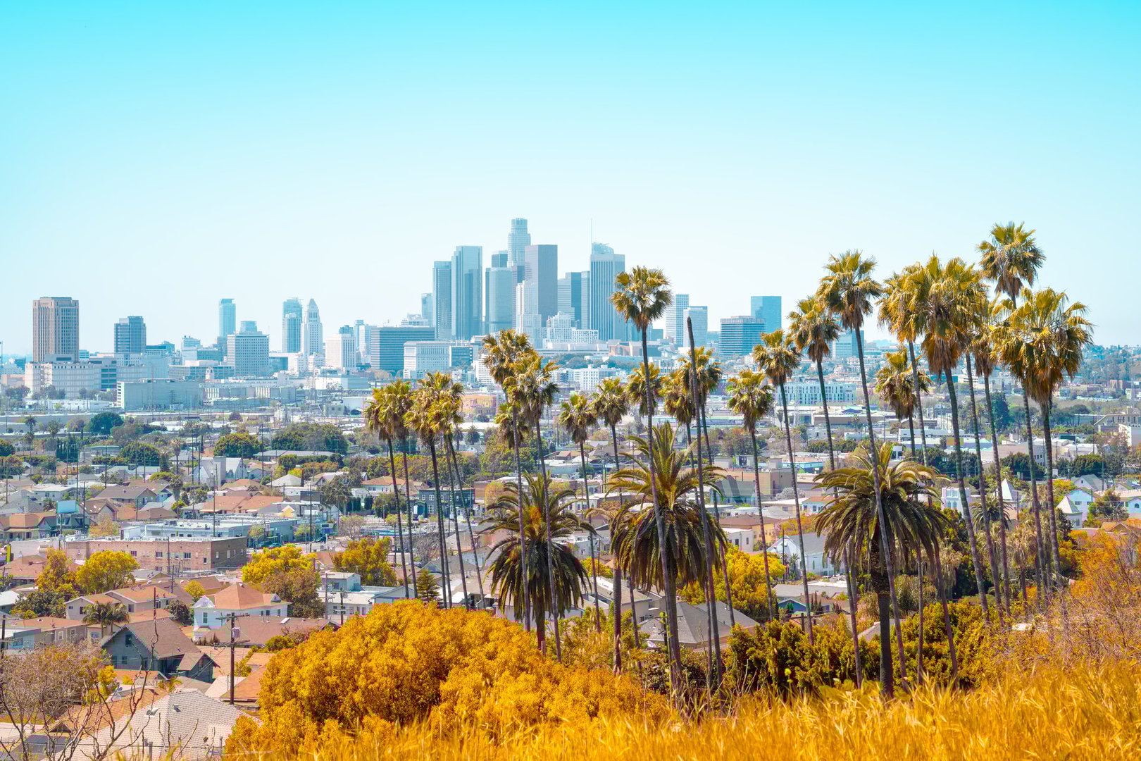panoramic view at the skyline of los angeles