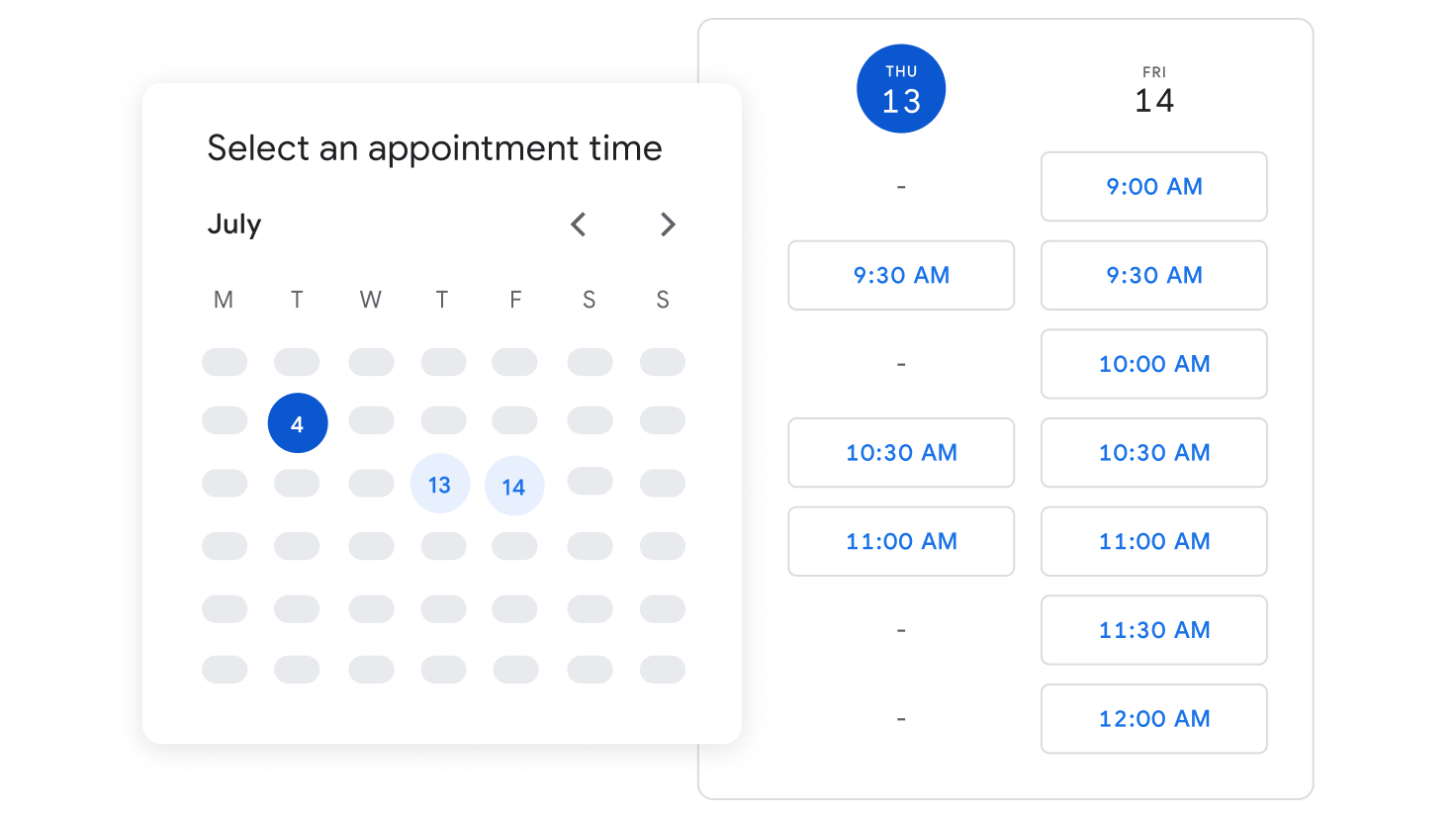Google appointment page scheduling interface