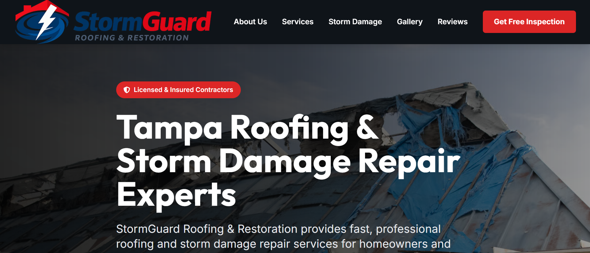 StormGuard Roofing & Restoration website demo