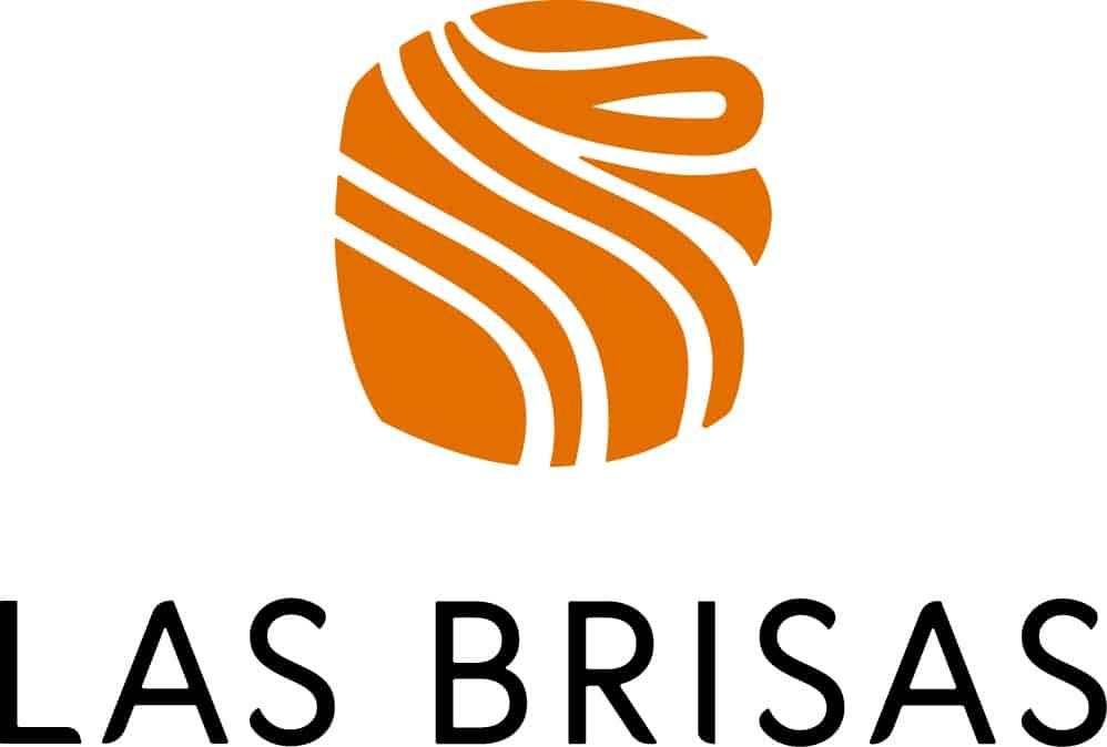 Las Brisas logo featuring an abstract orange swirl design above the text LAS BRISAS in black.