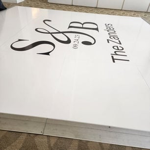 Custom vinyl floor wrap wedding design