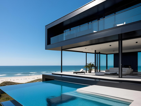Premium black aluminium windows with stunning coastal sea views