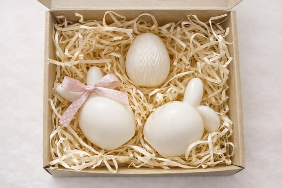 Świece sojowe w kształcie króliczków i jajko