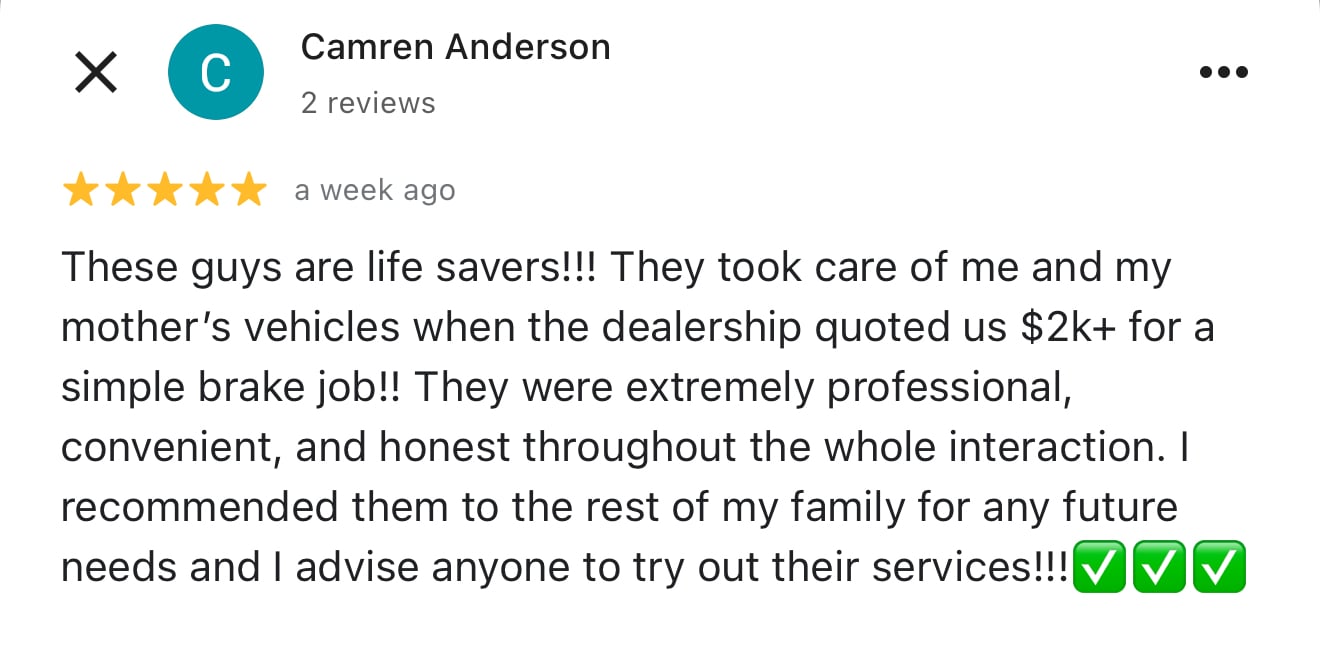 Google Review from Camren Anderson