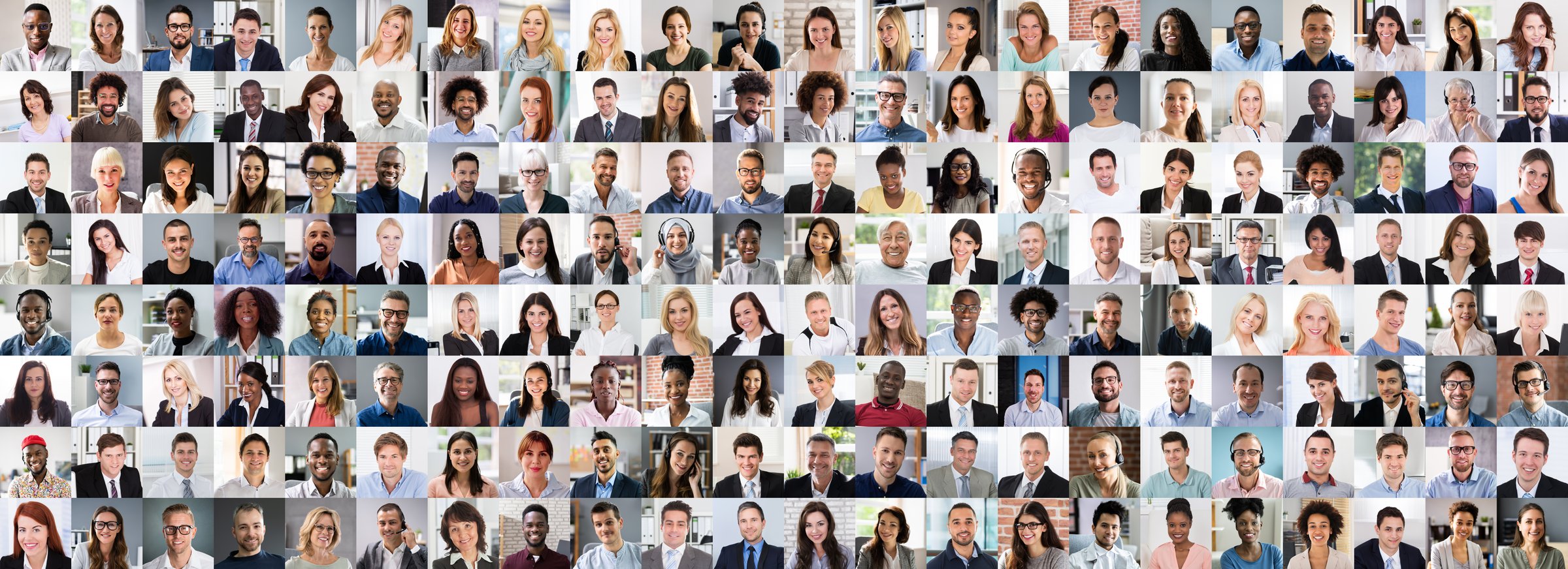 People Faces Collage Set. Multicultural Avatar Group