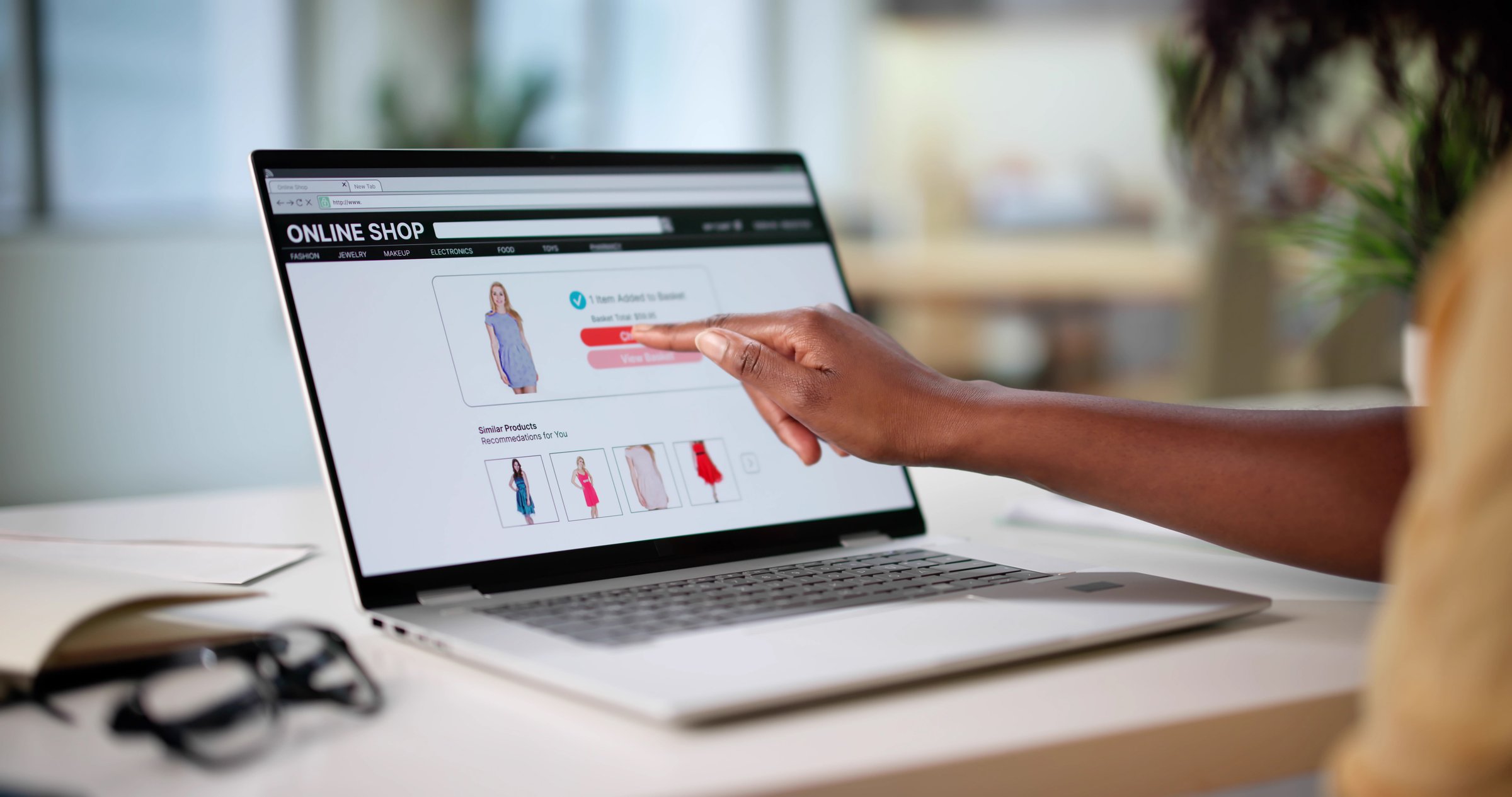 Professional African American Woman Online Shopping For Fashion Gifts