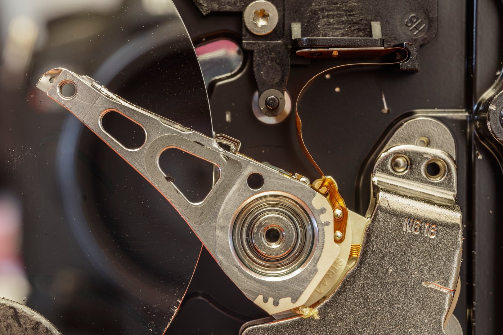 Components of an hard disk drive.