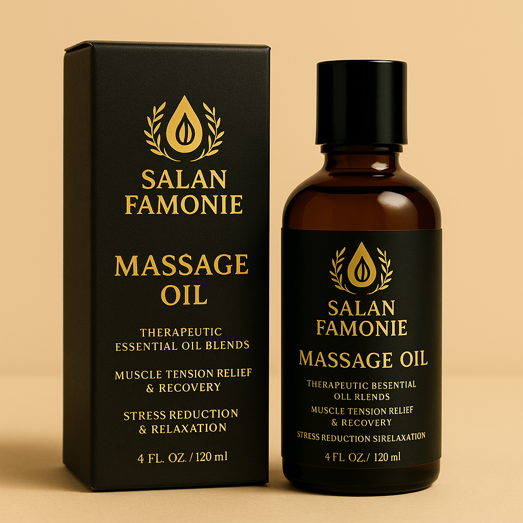 Men's massage oils and therapeutic products