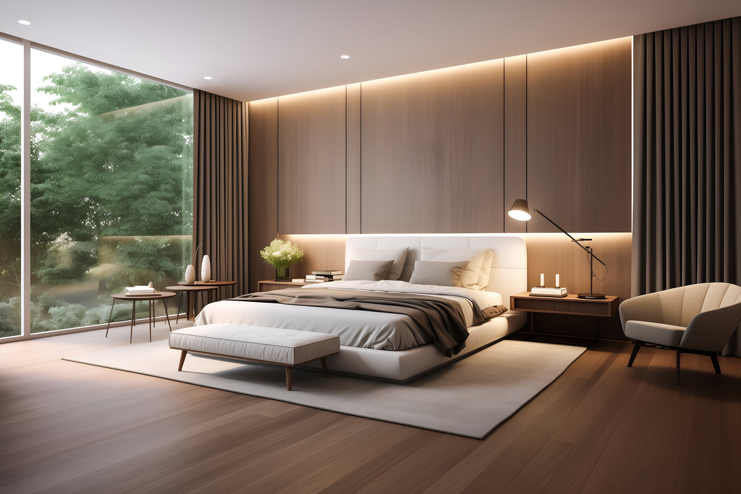 modern luxury bedroom suite in hotel with tv
