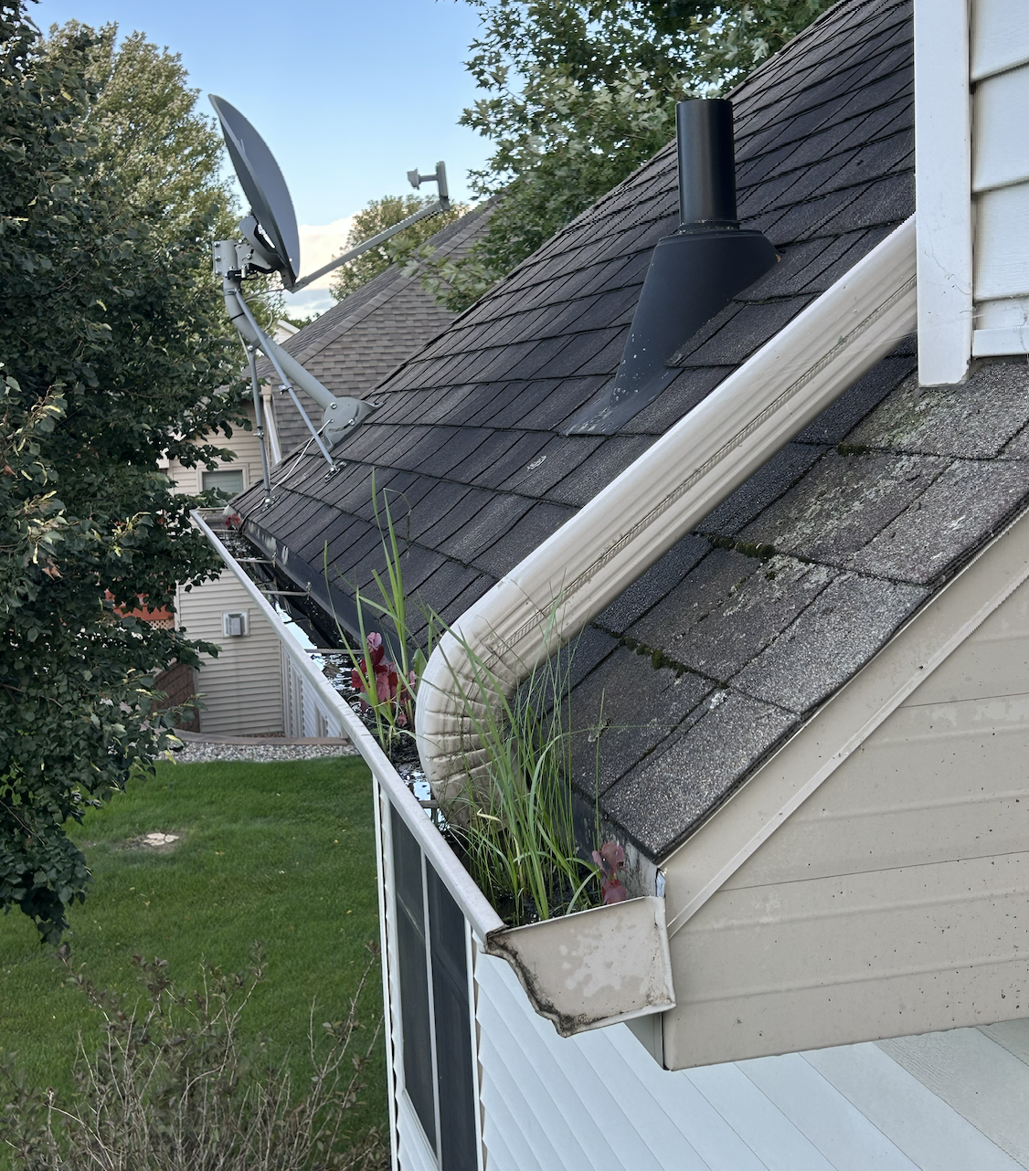 Gutters before restoration showing damage and wear