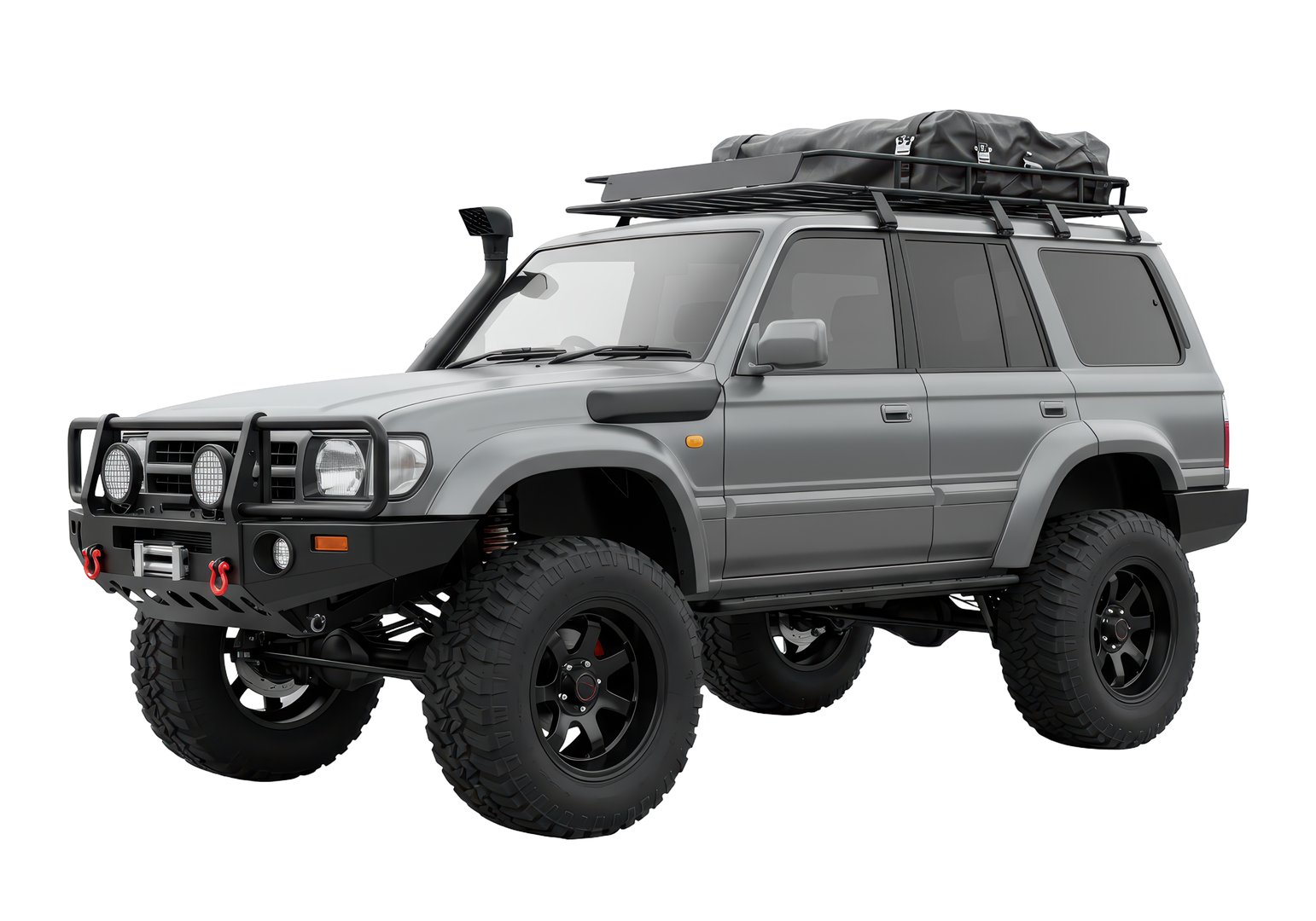 Isolated Gray Off-Road Vehicle with Roof Rack