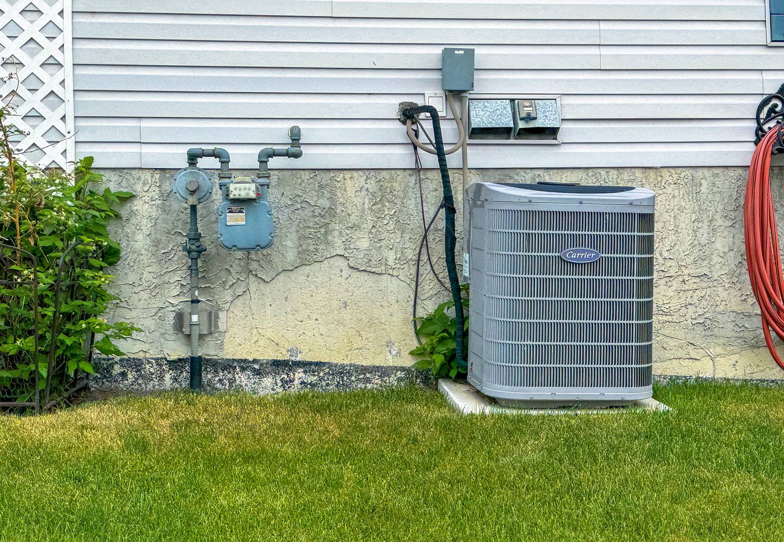 Air conditioning unit in backyard
