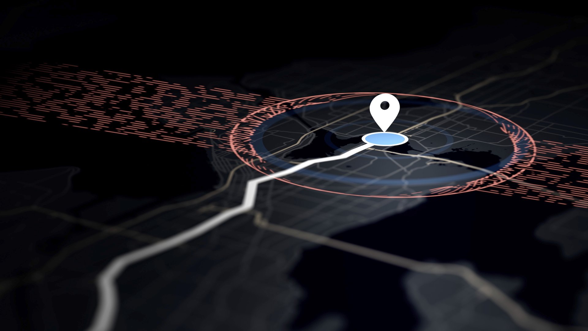 Dark blue background with map pin. Concept of security background.