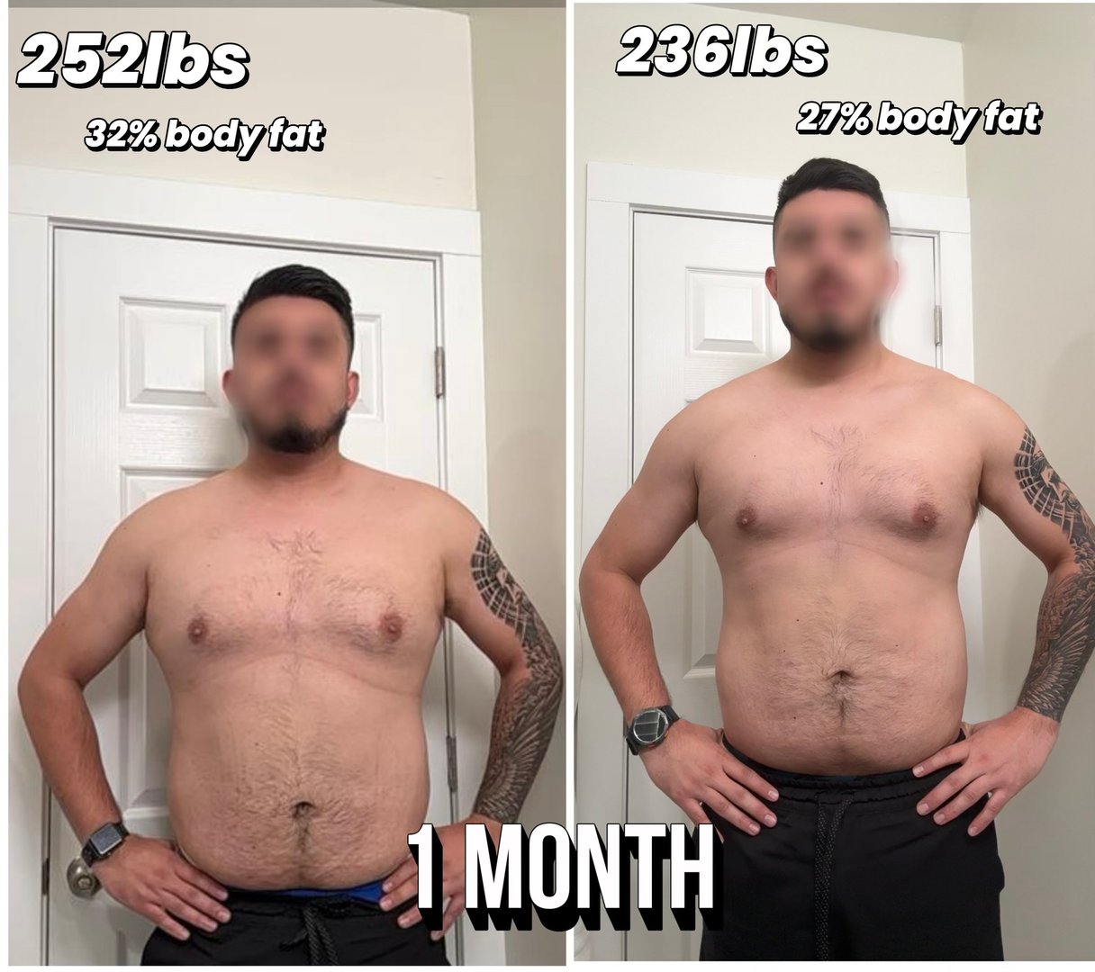 Before and after transformation photo