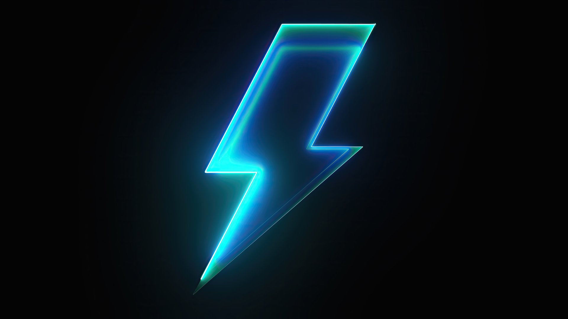 Neon lightning bolt 3D render