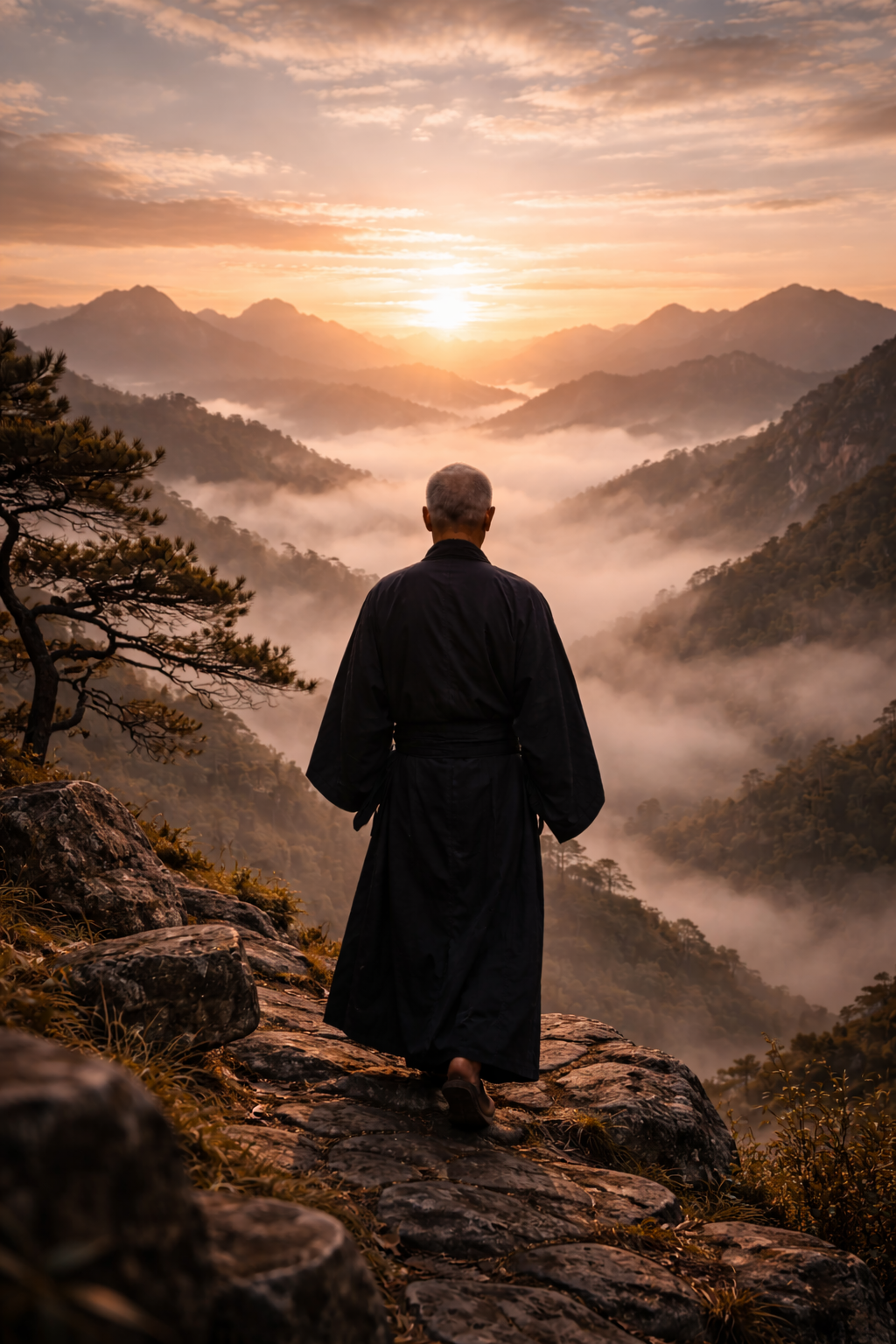 Monk writing in notebook