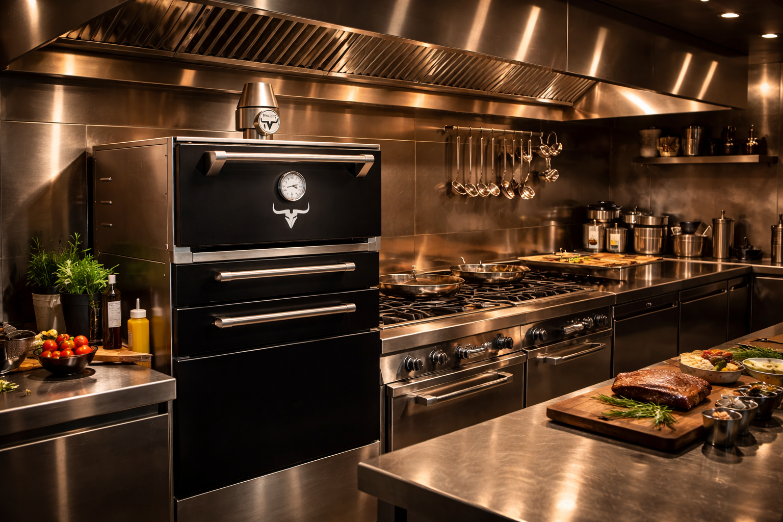 Horno de brasa profesional Malevo en cocina premium - Integración de equipos de alta gama