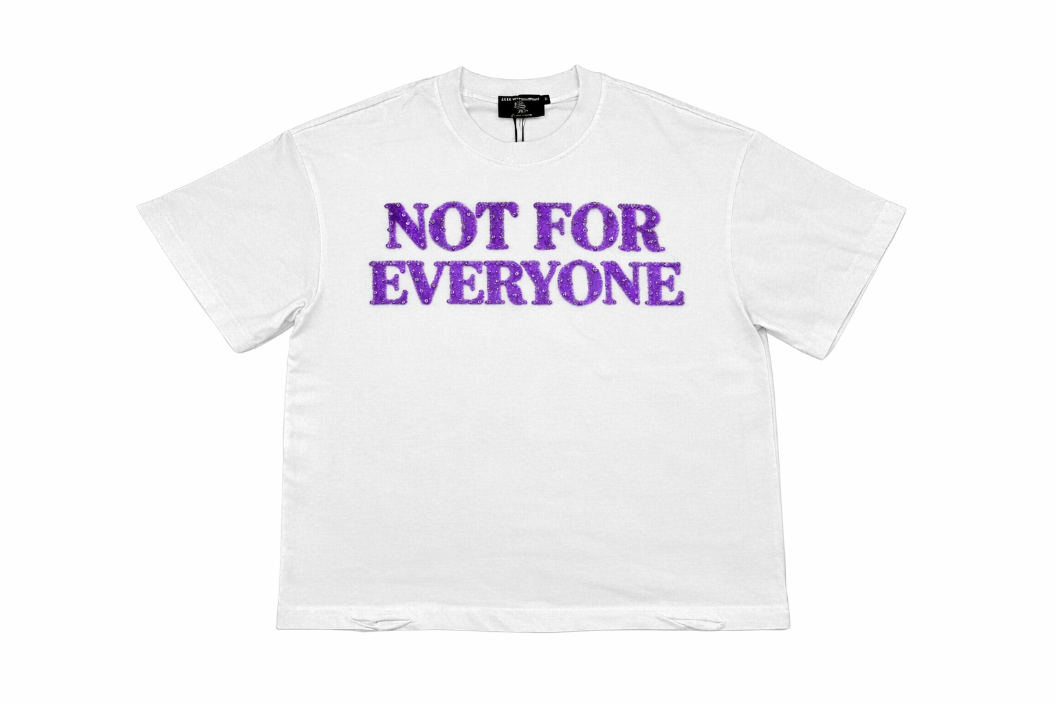 White Refined Rhinestone Tee - Front View