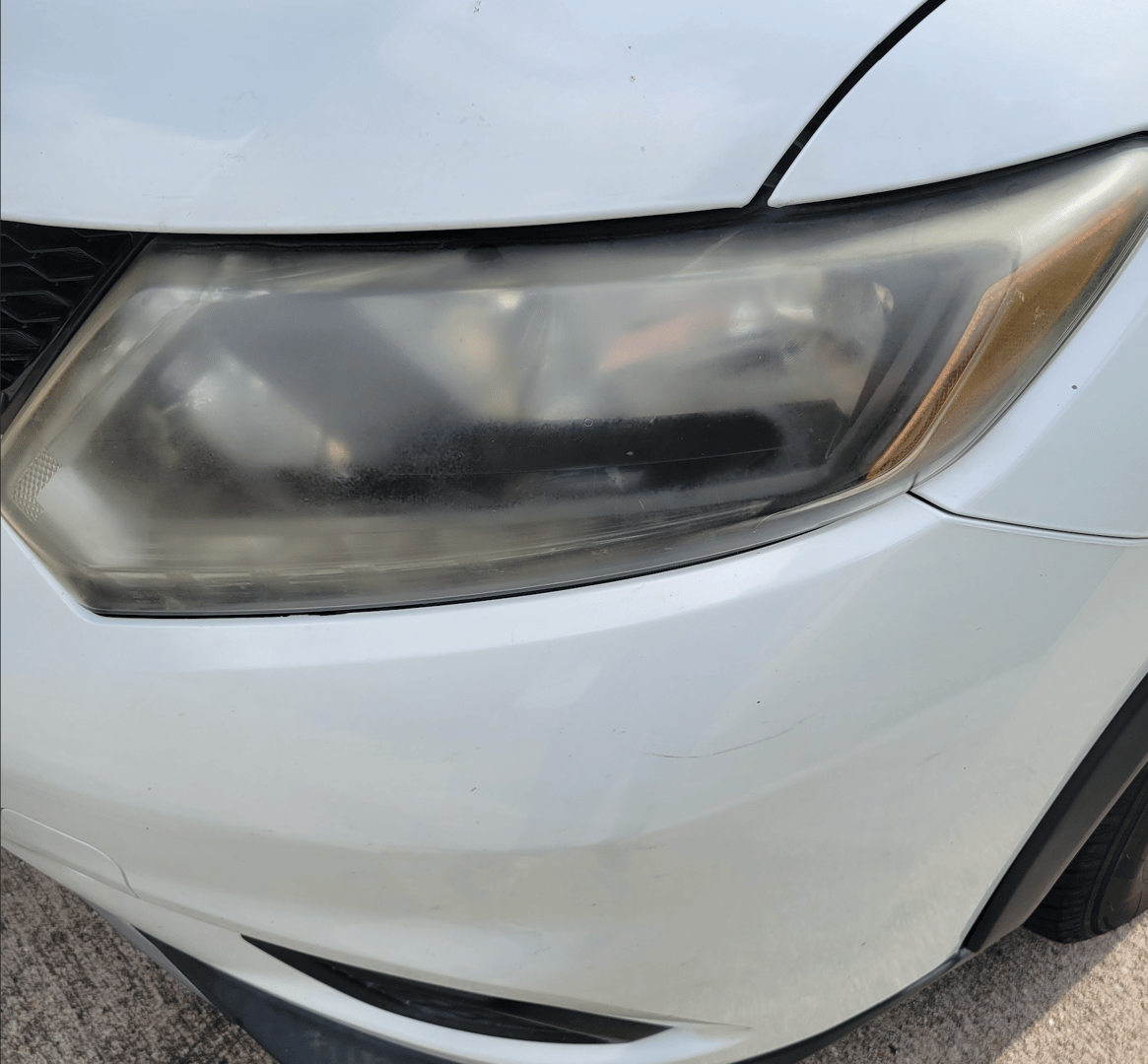 Before headlight restoration - cloudy and yellowed headlights