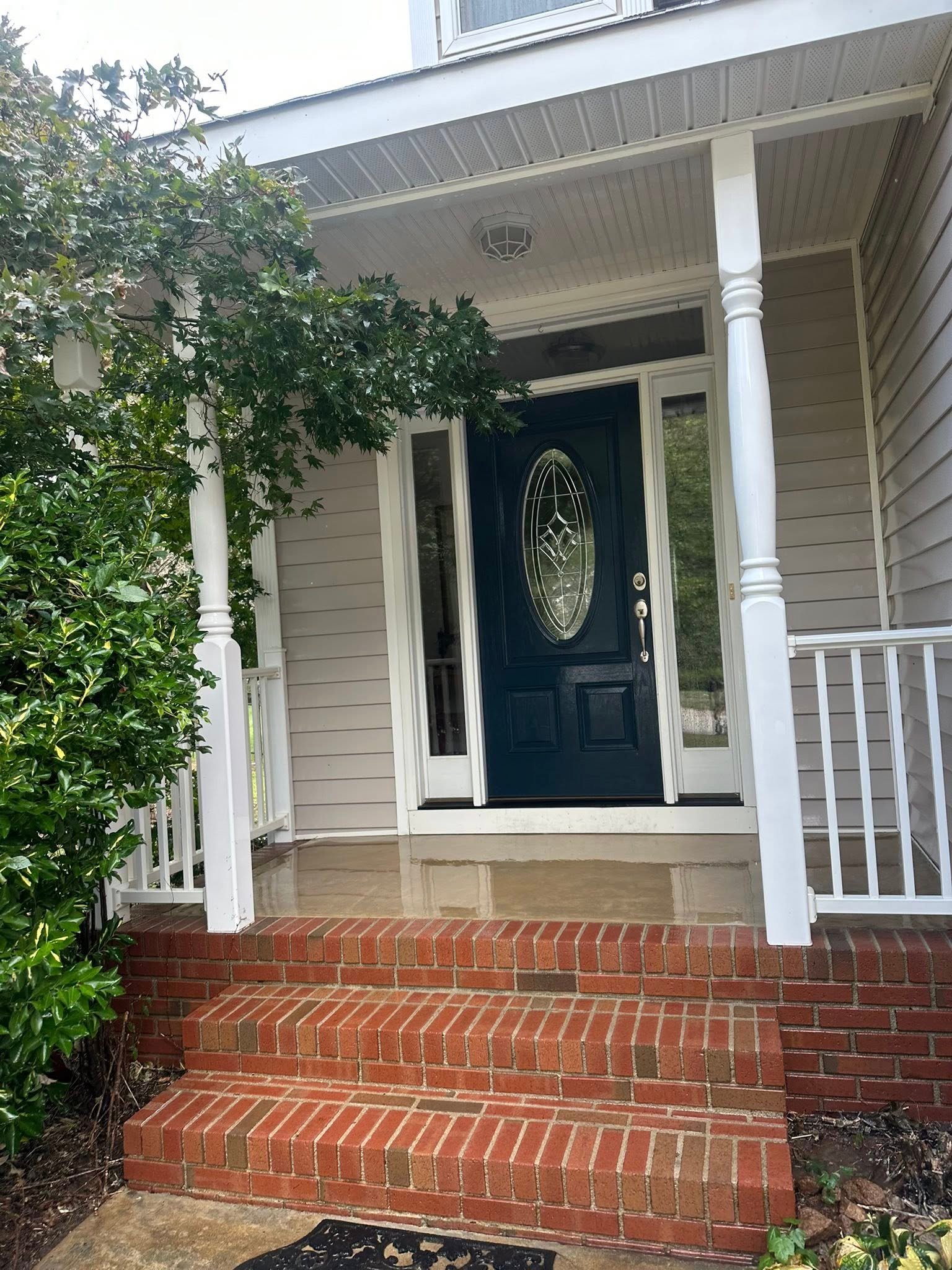 After pressure washing stairs