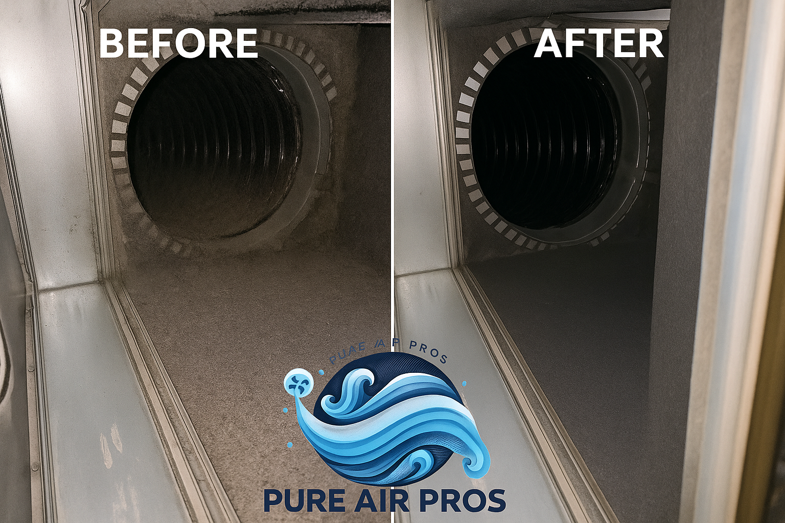 Pure Air Pros completed air duct cleaning results showing clean and professional house refreshment service