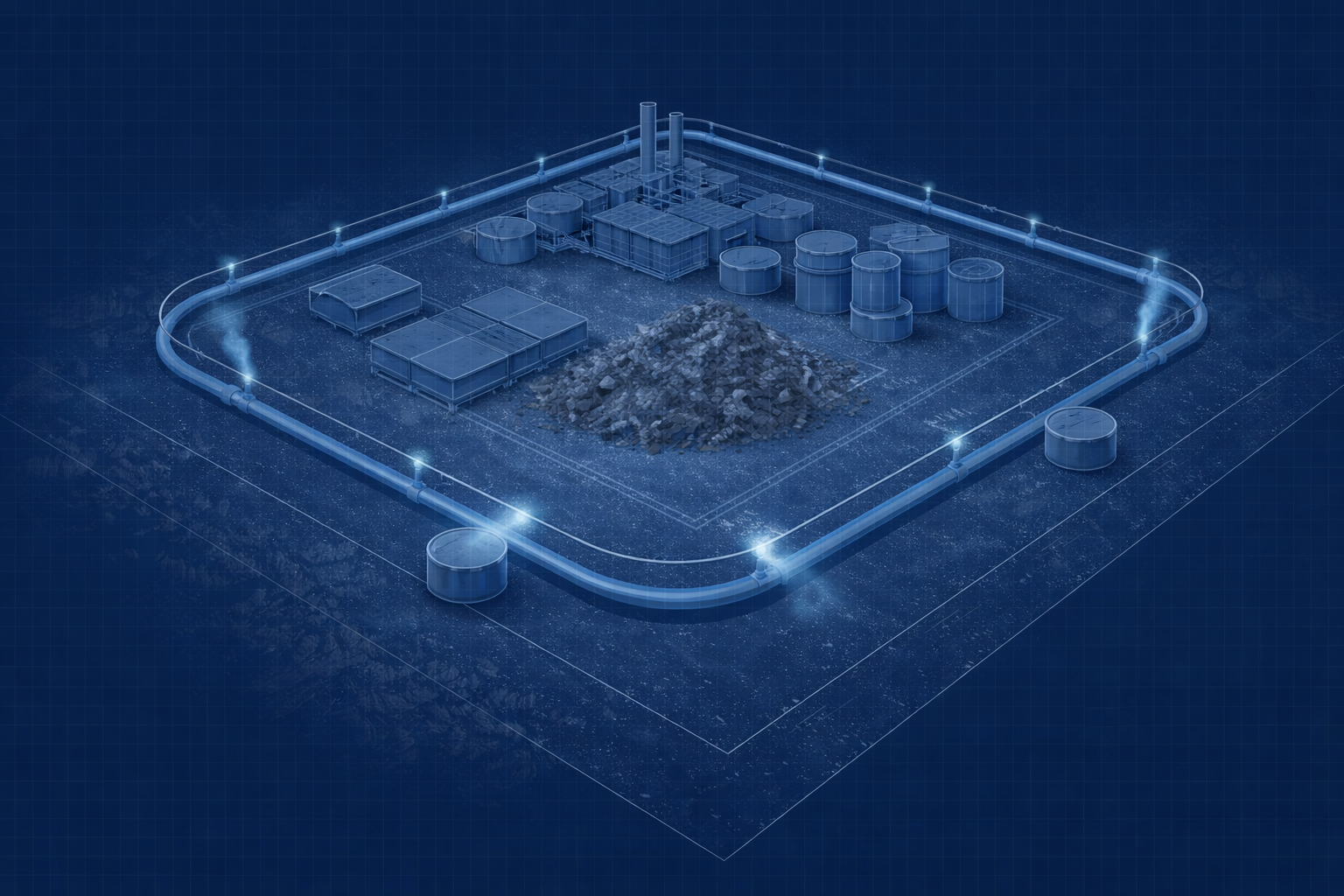 Tubería perimetral con boquillas de dosificación