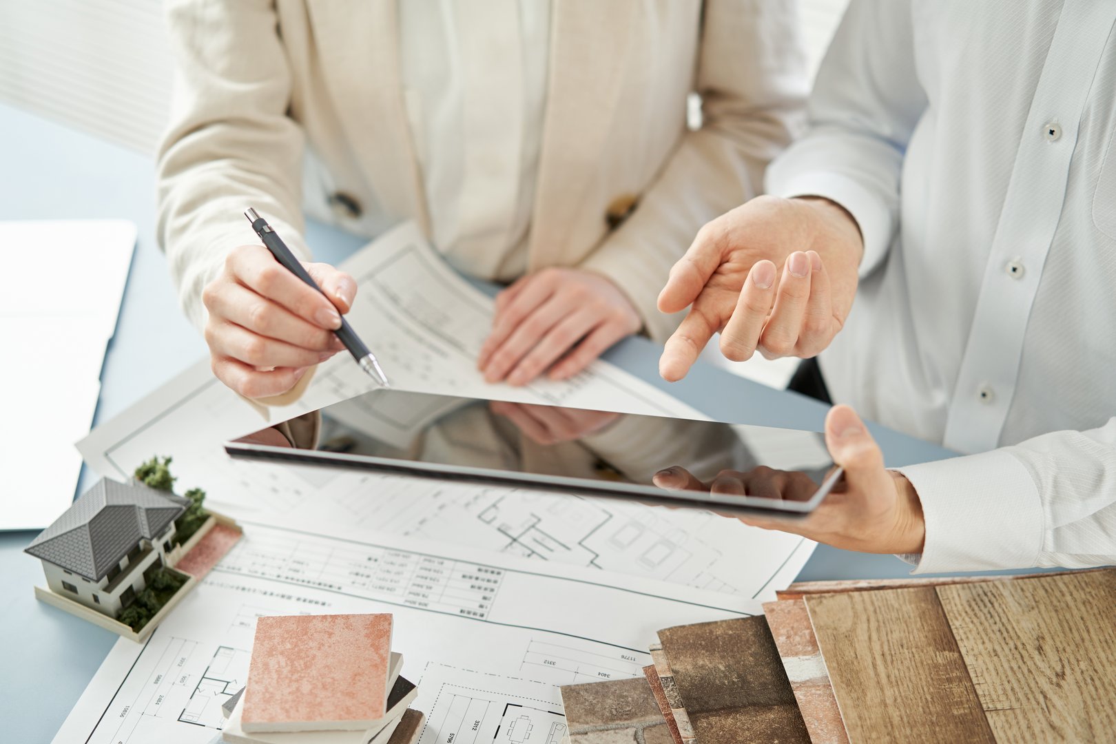 Asian interior designer thinking about home interior