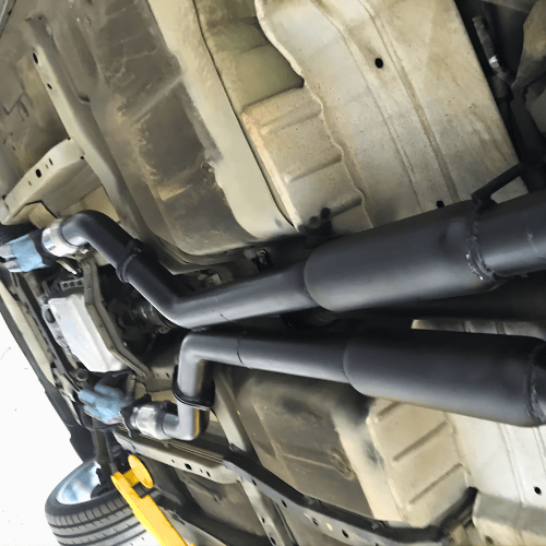 Custom fabricated exhaust system installed on vehicle at South Geelong Exhausts