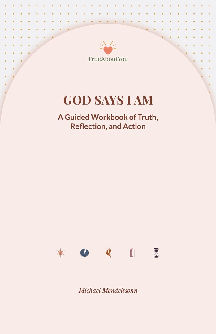 Sample page from 52-Week GodSaysIAm devotional showing interactive elements
