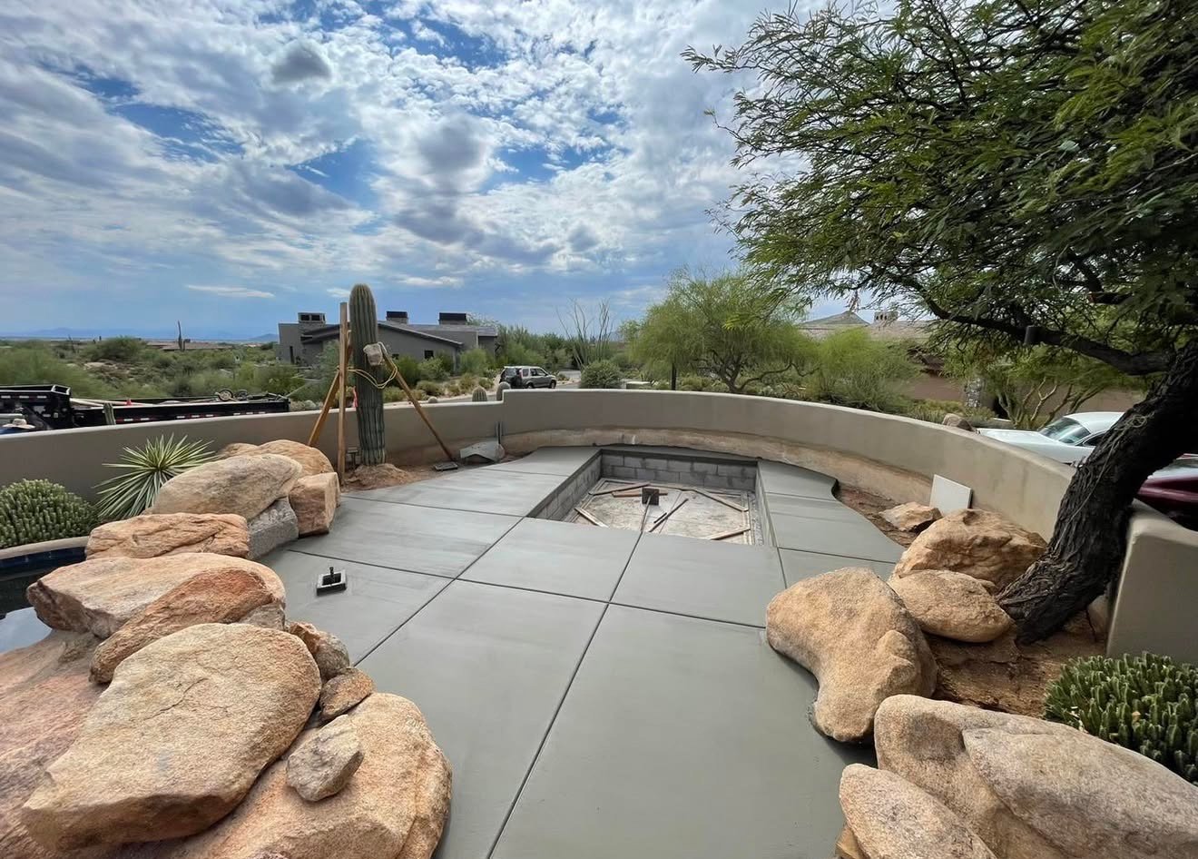 Concrete patio construction