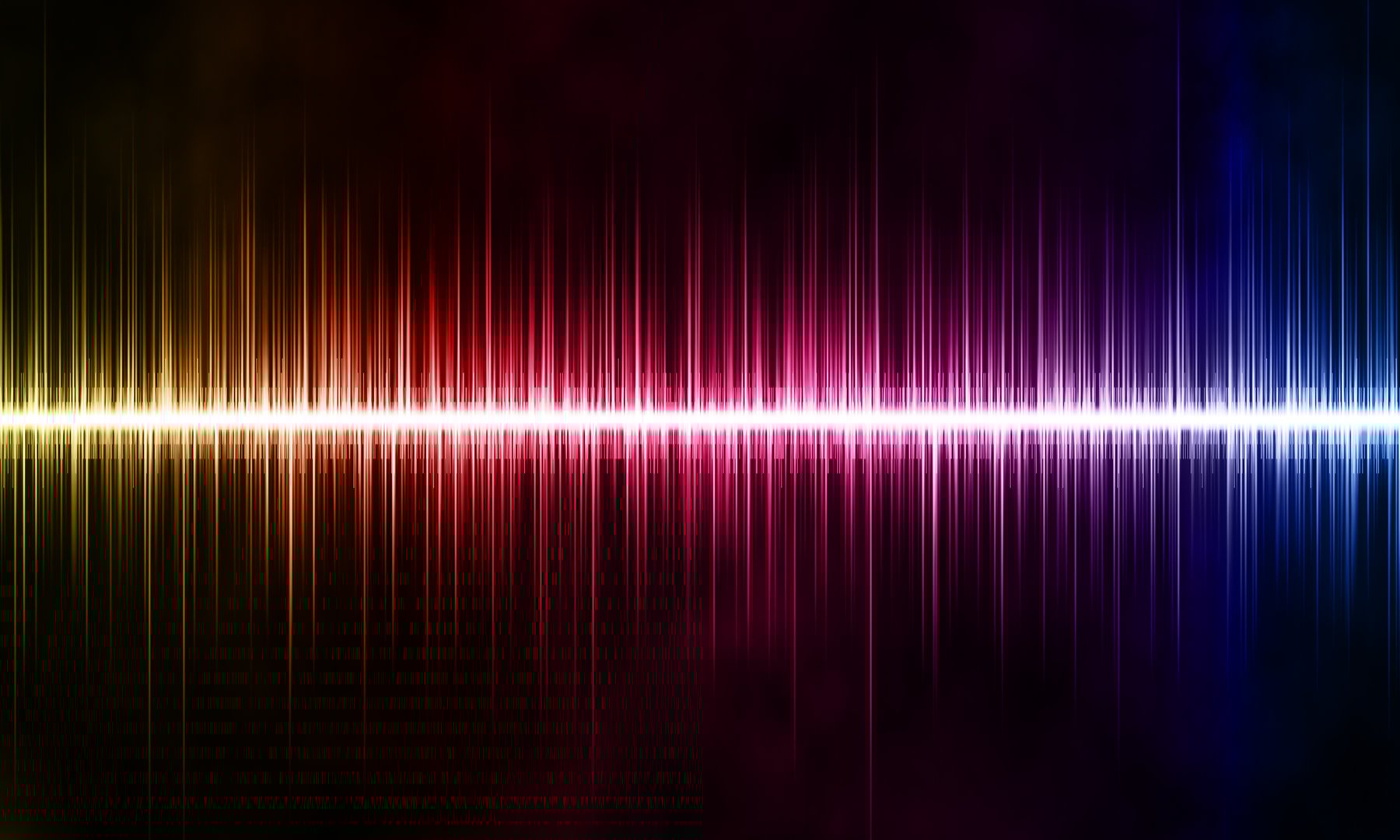 Glowing abstract sound, audio or music wave on black background.