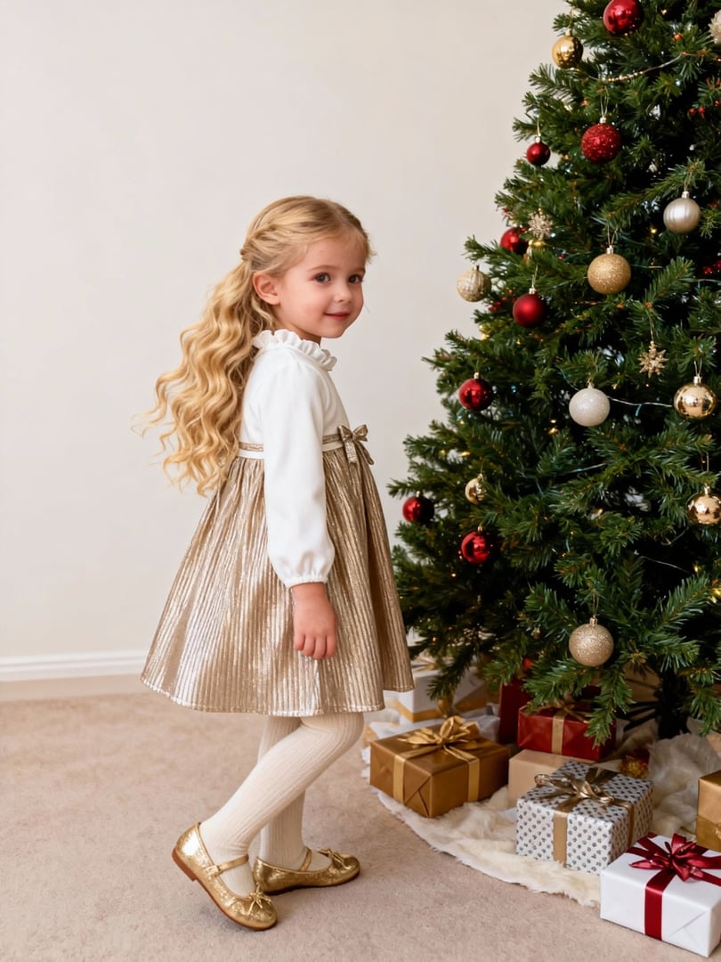 Vestido falda tableada brillosa