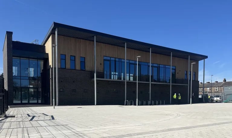 Tiber Community Centre exterior view showing modern architectural design